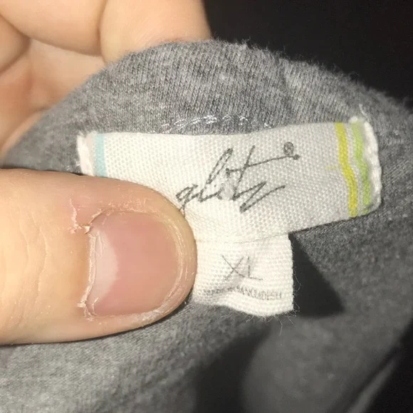 Glitz Top Cotton T Shirt Juniors XL Gray Stripes - Picture 5 of 6